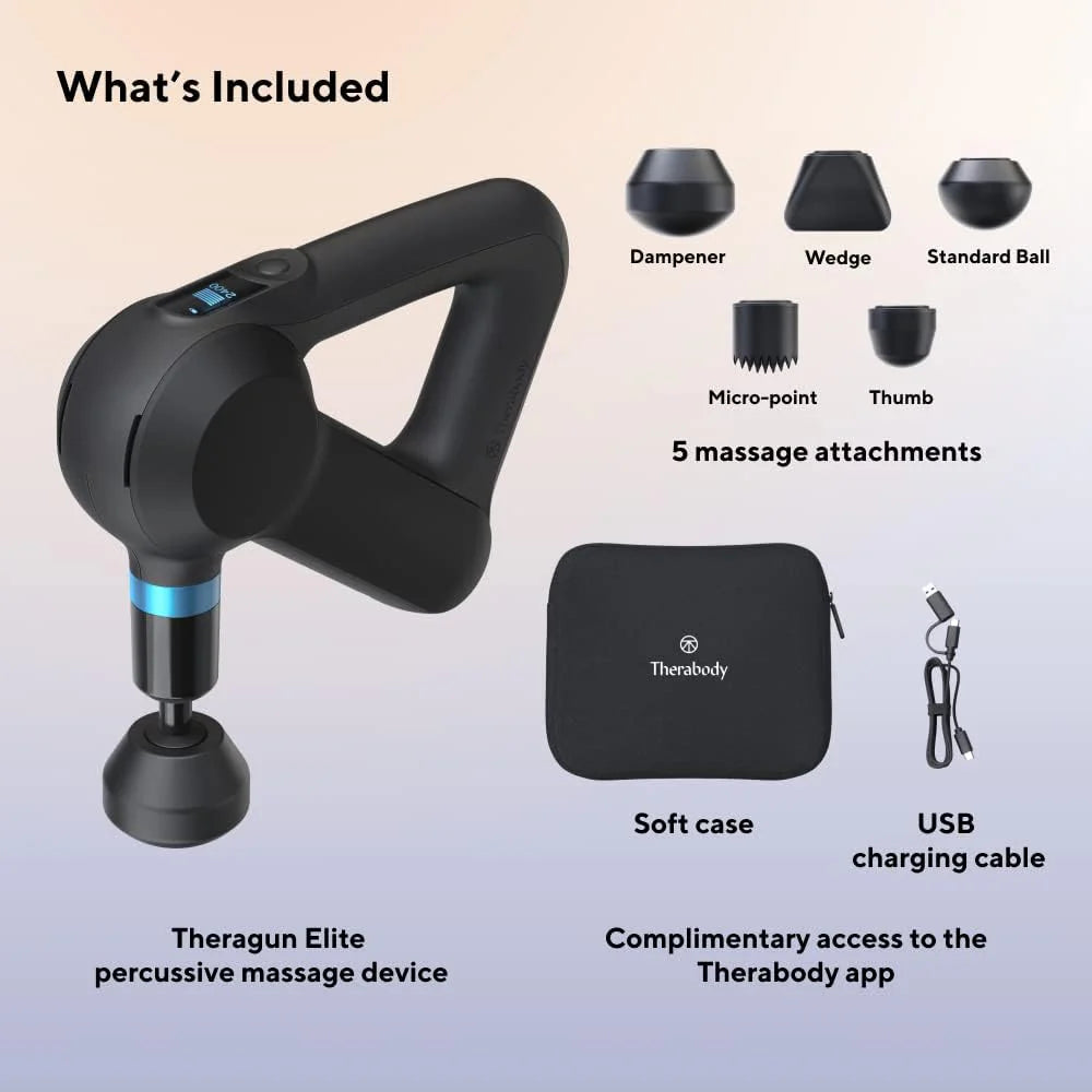 TheraGun Elite Deep Tissue Percussion Massage Gun, Black, 5th Generation
