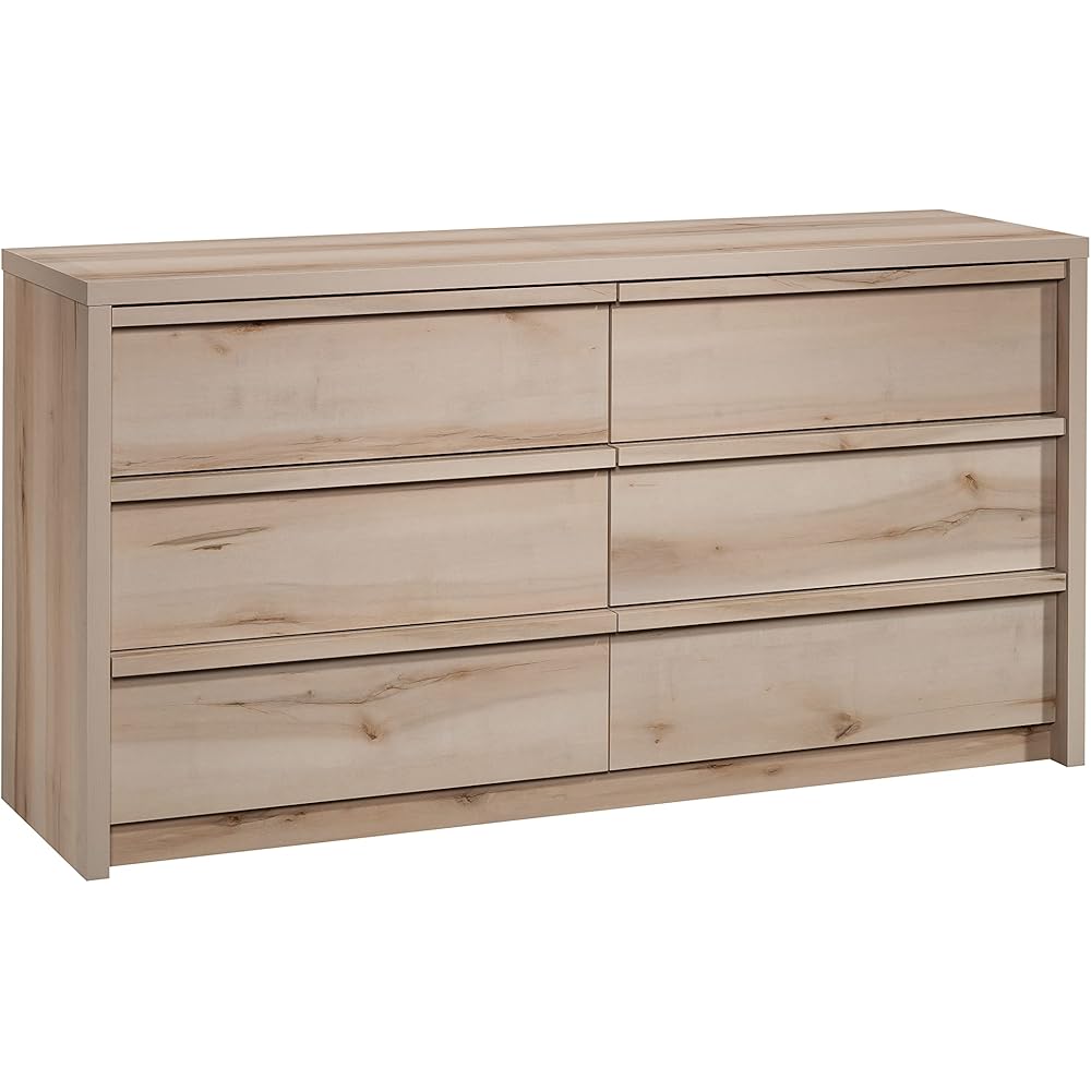 Sauder 6-Drawer Bedroom Dresser, Pacific Maple, 16.46in D x 60.71in W x 30.12in H - Harvey Park