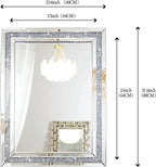 SHYFOY Rectangle Decorative Wall Mirror With Crushed Diamond, Silver