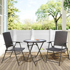 Ulax Furniture 3-Piece Wicker Folding Bistro Set With Balcony Table And Chairs
