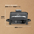 Ninja 7-in-1 Portable Electric Outdoor Grill And Smoker With Thermometer, Grey - OG751BRN
