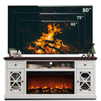 SinCiDo Farmhouse Fireplace TV Stand With 36 Inch Electric Fireplace For 80 Inch TVs, 70 Inch