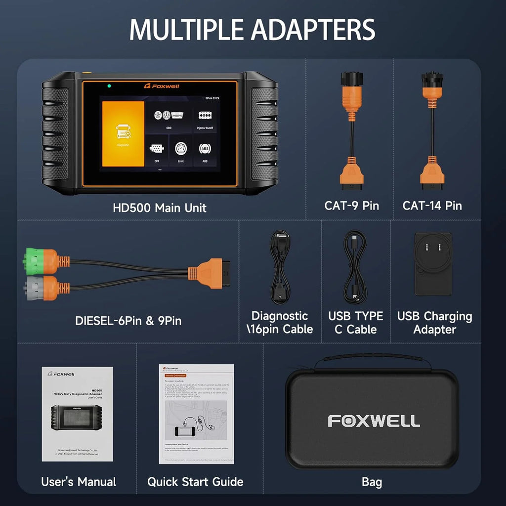 Heavy Duty Truck Diagnostic Scanner With DPF Regen And Injector Cutoff - HD500