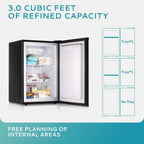 EUHOMY Compact Upright Freezer, 3.0 Cubic Feet, Silver Stainless Steel Door - MF-30-Y