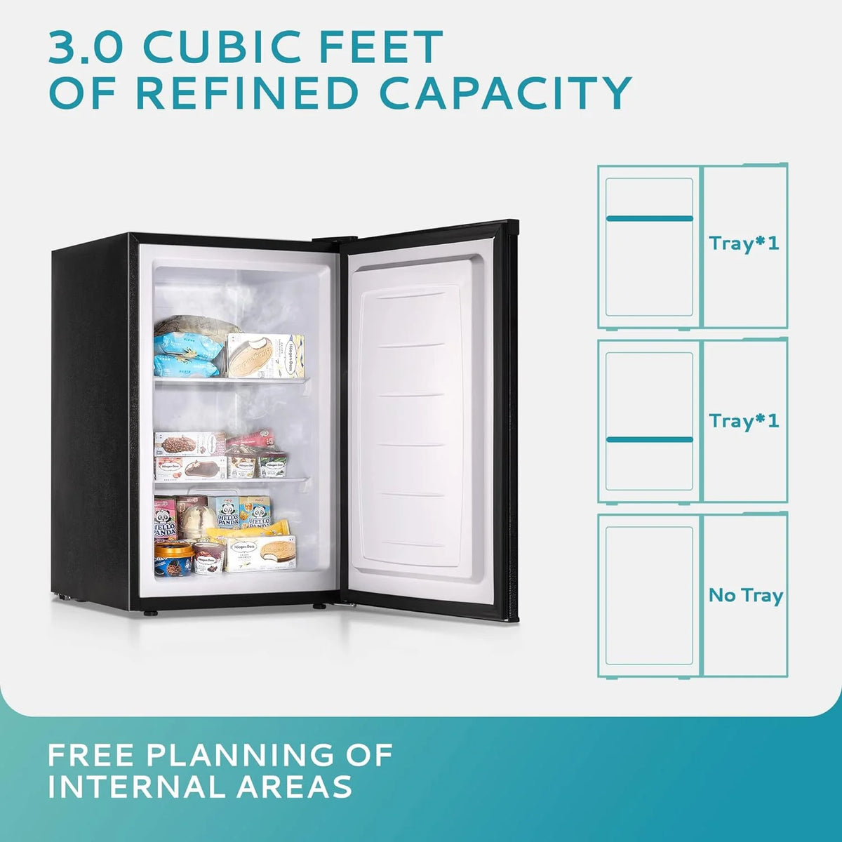 EUHOMY Compact Upright Freezer, 3.0 Cubic Feet, Silver Stainless Steel Door - MF-30-Y