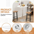 Round Bar-Height Bistro Pub Table With Metal Base And MDF Top, 23.8 x 23.8 x 39.5 Inch