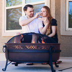 SUNCREAT 42-Inch Wood Burning Patio Fire Pit, Black, 42.1 Inch Diameter x 25.2 Inch High