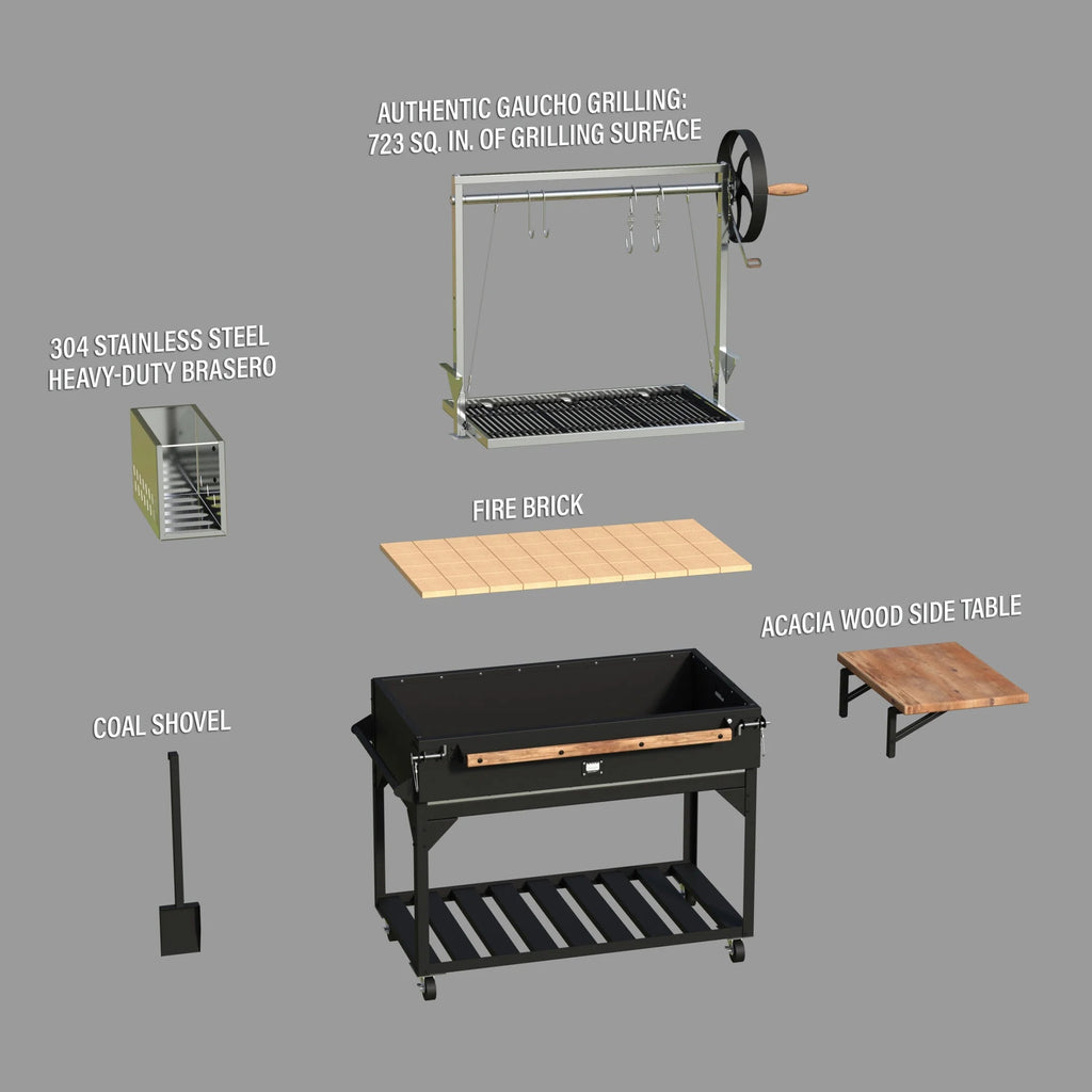 Backyard Discovery Argentine Santa Maria Wood Fire & Charcoal Steel BBQ Grill, Brasero - 723 Square Inch