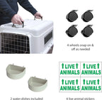 SportPet Designs Plastic Airline Approved Rolling Dog Kennel With Wire Door, XXX-Large, Gray, 48in L x 32in W x 36in H