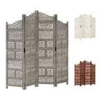 vidaXL 4-Panel Folding Privacy Screen, Solid Mango Wood, 63 x 65 in - Brown