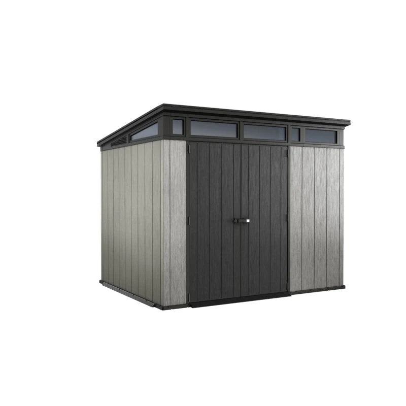 Artisan Plastic Storage Shed 9 ft W x 7.5 ft D Grey & Black - Artisan 97