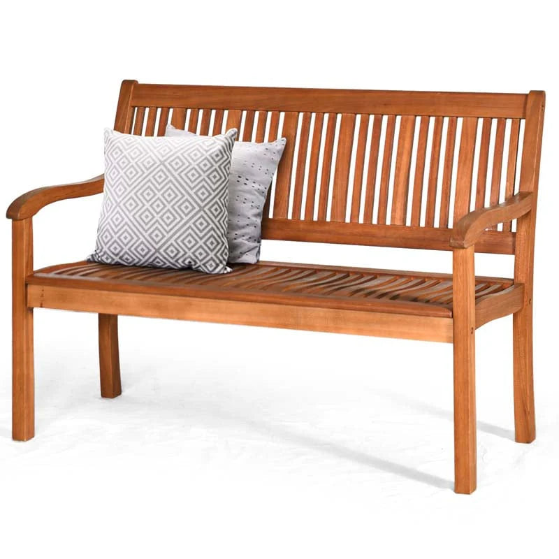 Eucalyptus Wood Outdoor Garden Bench, 2-Person, 50 x 25 x 36 in