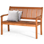 Eucalyptus Wood Outdoor Garden Bench, 2-Person, 50 x 25 x 36 in