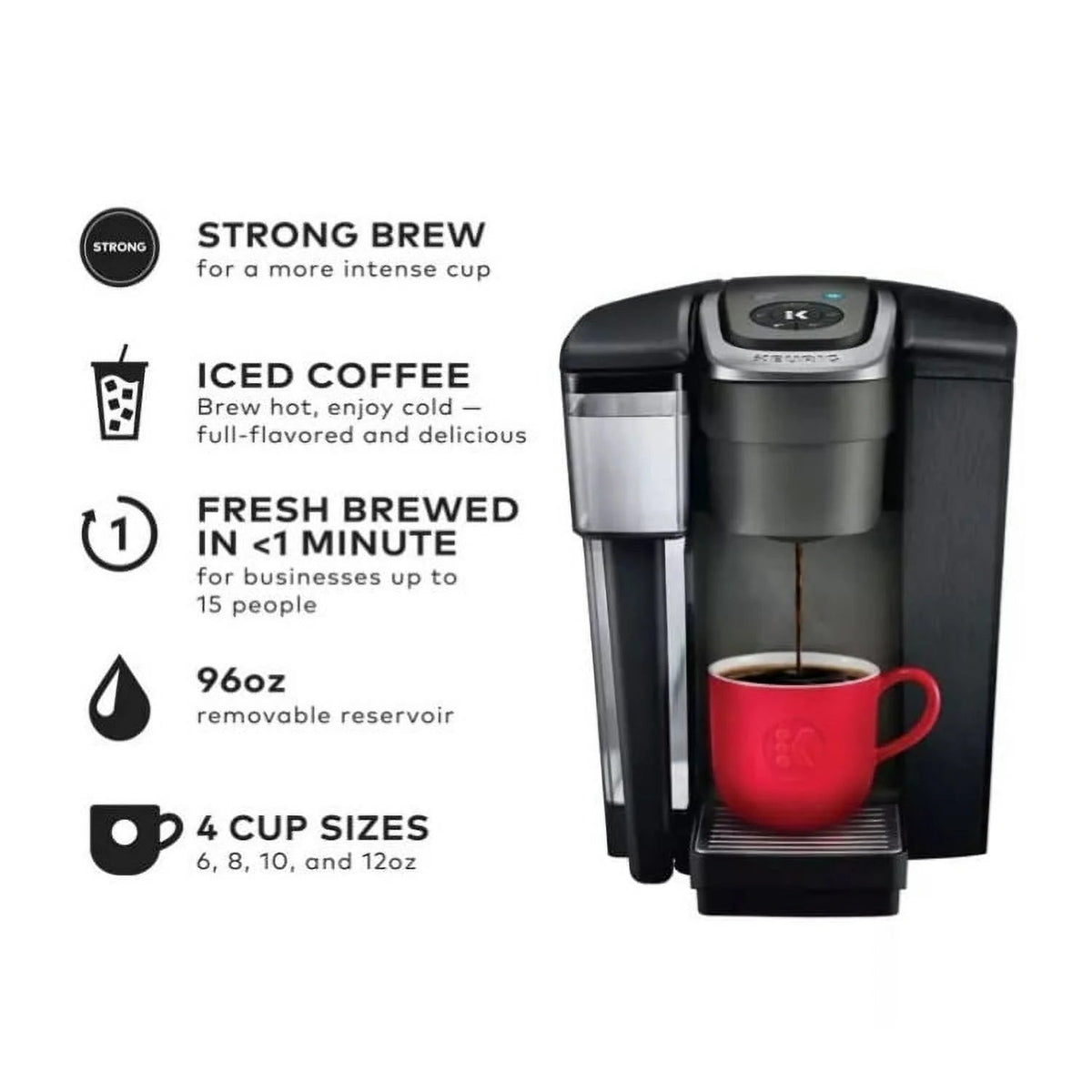 Keurig Commercial Coffee Maker With Quiet Brew Technology, 96 oz Water Reservoir, Black - K-1550