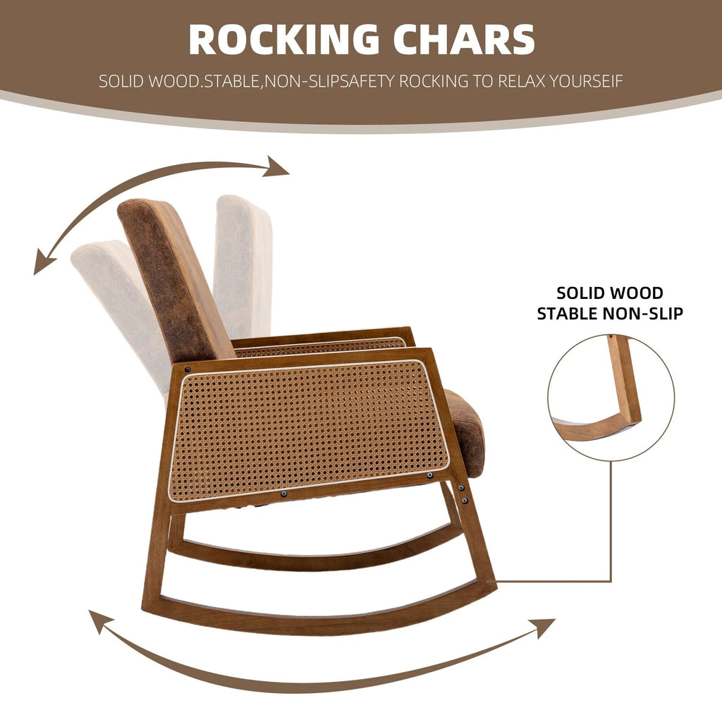 Upholstered Tall Back Gliding Rocking Armchair