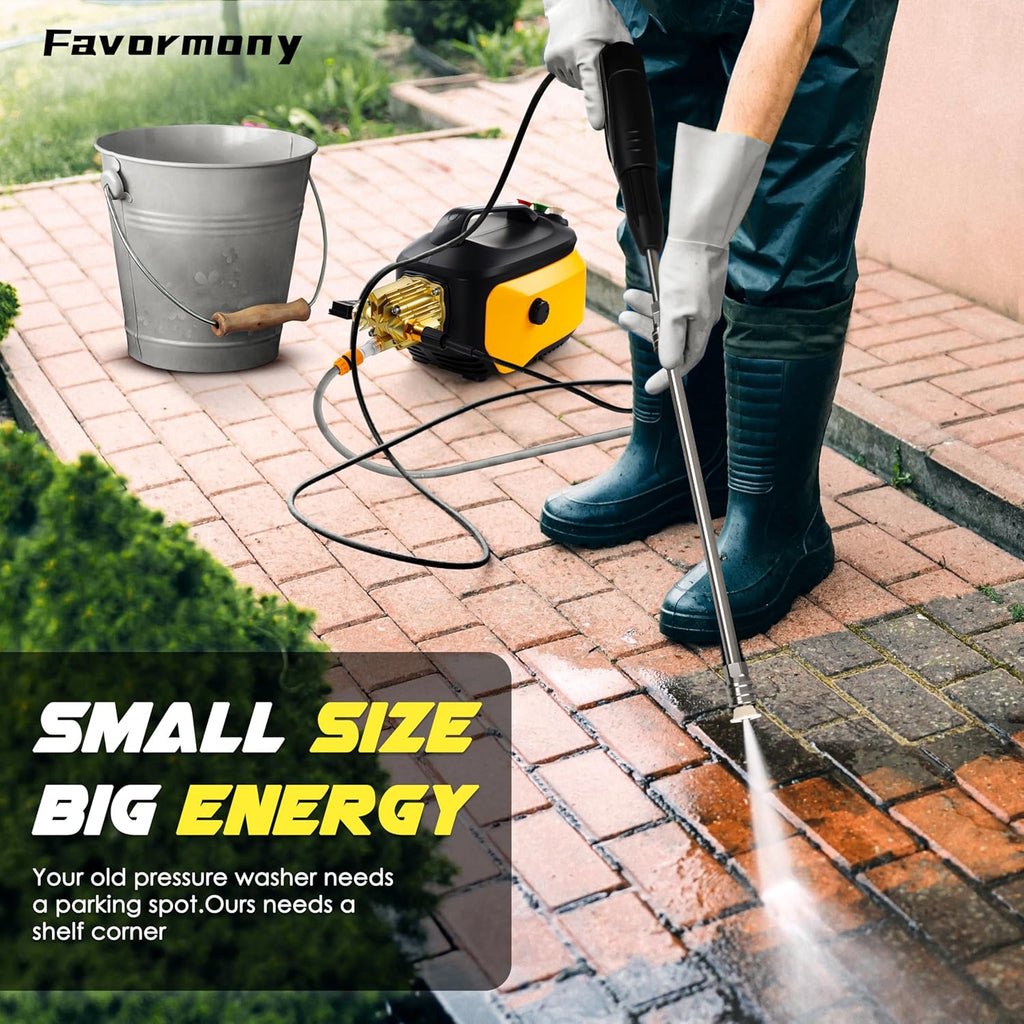 Portable Compact Electric Pressure Cleaner With 33FT Extension Hose, 3 Nozzles And Foam Cannon
