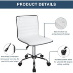 Adjustable Mid-Back Armless Swivel Office Chair With PU Leather - 265 lbs.