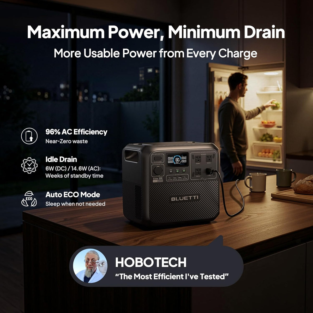BLUETTI Elite 200 V2 Portable Power Station 2073.6Wh LFP Battery - 2600W AC, 4 Outlets