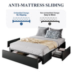Allewie Queen Platform Bed Frame With 3 Storage Drawers
