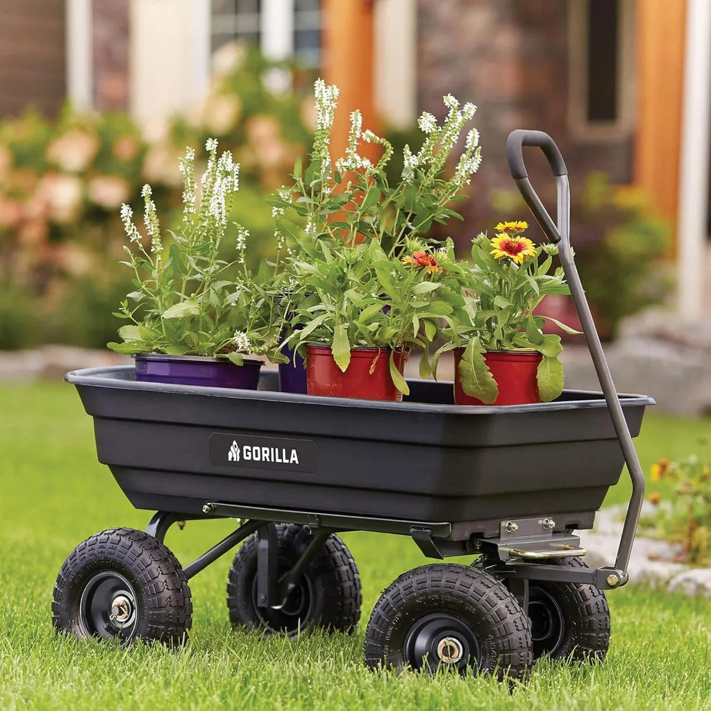Gorilla Carts Utility Dump Wagon 6 Cubic Feet 1200 lb Capacity Black - GOR6PS