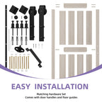 Uforic Sliding Barn Door With Hardware Kit, 48 x 84 in, Gray