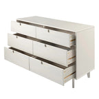 6-Drawer Caramel Mid-Century Modern Solid Pine Wood Dresser
