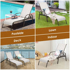 Fabric Folding Outdoor Chaise Lounge Chairs, 2 Pcs, 5 Position