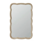 Curved Scallop Wood Frame Accent Mirror, 23.5 in L x 38 in W x 1 in H - Antique-Brown Or White