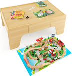 Wooden Children's Train Activity Table With Storage, 100 Pieces, 48 x 24.5 x 16 L x W x H