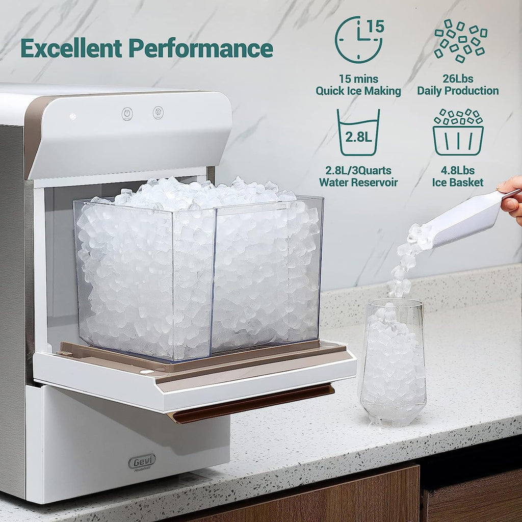 Gevi Countertop Self-Cleaning Nugget Ice Maker, 30 Lbs/24 Hours, 2.8L - V2.0