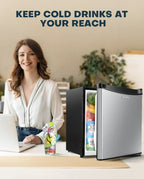 Upstreman 1.7 Cu Ft Single-Door Mini Fridge With Freezer, Black - FR17