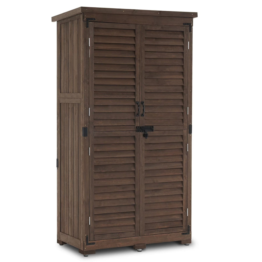 MCombo Tall Garden Wood Storage Shed, Brown - 1.52 x 2.85 ft