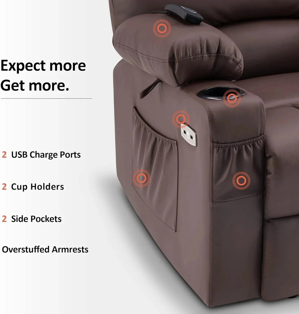 Heated Lift Recliner for Seniors with USB and Cup Holders