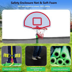 Trampoline With Enclosure Net And Adjustable Basketball Hoop - 8ft, 10ft, 12ft, 14ft, 15ft, 16ft