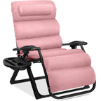 Best Choice Products Oversized Zero Gravity Folding Recliner With Removable Cushion And Side Tray - Fossil Gray