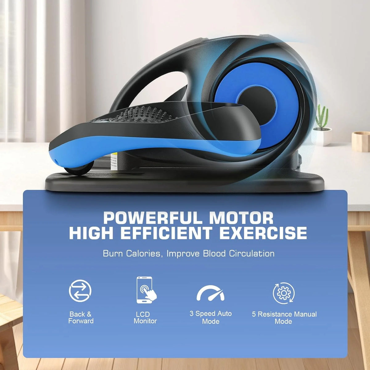ANCHEER Under Desk Elliptical Seated Foot Pedal Exerciser, Sky Blue, 18in D x 16in W x 10in H - AR-65