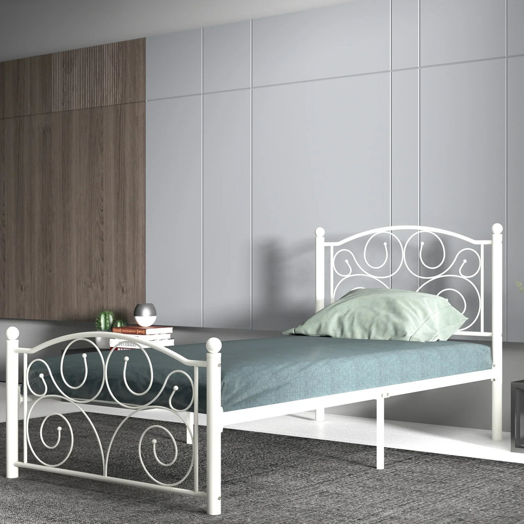 White Twin Size Metal Bed Frame
