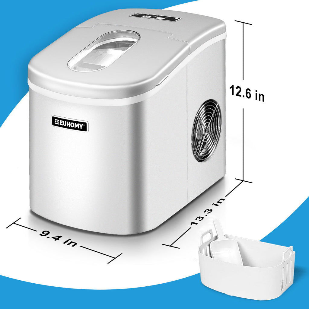 Euhomy Portable Compact Countertop Ice Maker - Silver