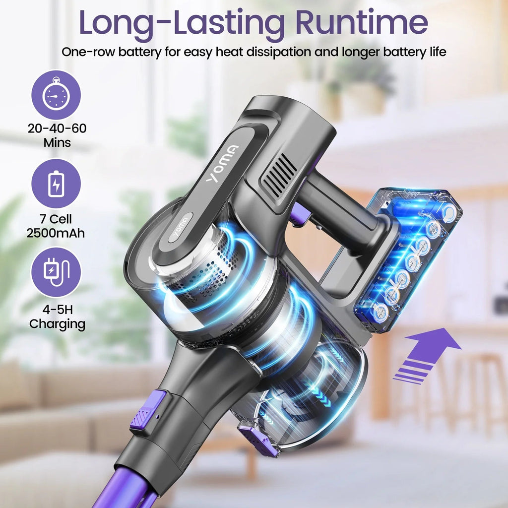 YOMATECH Cordless Stick Vacuum Cleaner, 30KPa, 365W, 6-in-1 - S100