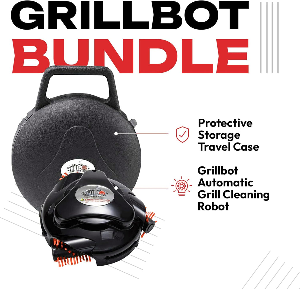 Grillbot Automatic Grill Cleaning Robot With Nylon Brushes, Black, Carry Case