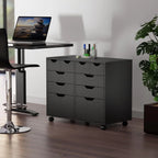 Halifax Mobile Storage Cabinet, 1 Door, 3 Drawers, 2 Wide Drawers, Black