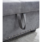Reversible Gray Velvet Sleeper Sectional Sofa, 90.5 in, 3 Seat, L-Shape With Storage