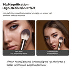 8 Inch Round Wall-Mounted Makeup Mirror, Rechargeable, 1X/10X Magnification, 3-Color LED Lights