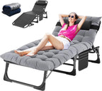 Slsy 5-Position Adjustable Folding Lounge Chair And Cot - 75.2" x 25.6" x 11.8"