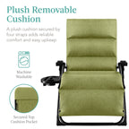 Best Choice Products Oversized Zero Gravity Folding Recliner With Removable Cushion And Side Tray - Fossil Gray