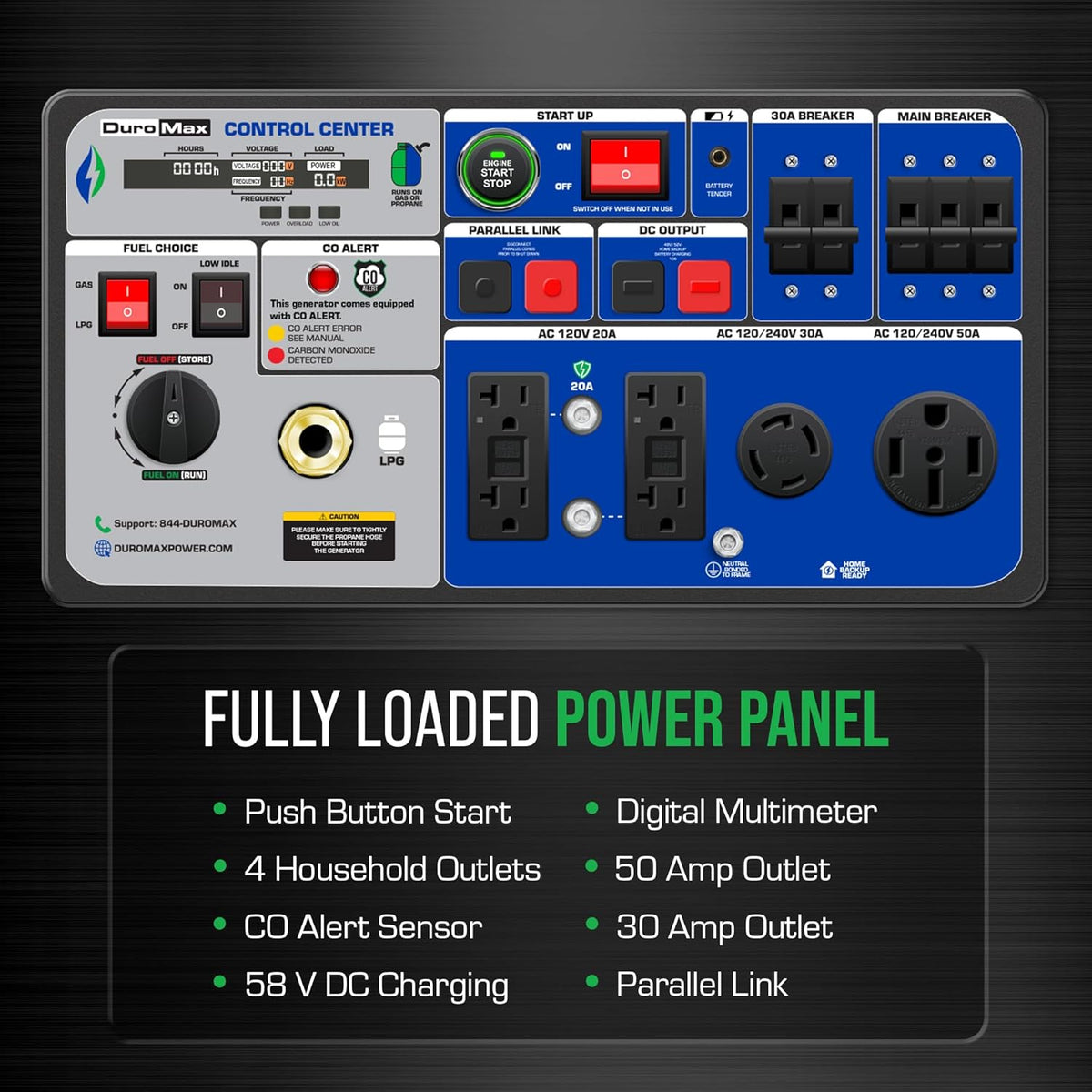 DuroMax Dual Fuel Portable Digital Inverter Generator, 11 000-Watt, 459cc - XP11000iH