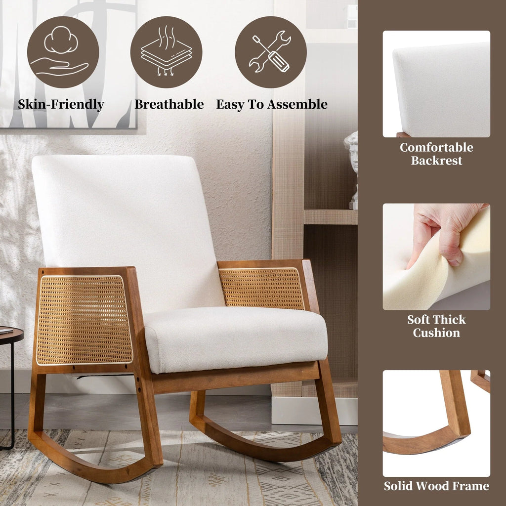 Upholstered Tall Back Gliding Rocking Armchair