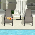 Fabric Folding Outdoor Chaise Lounge Chairs, 2 Pcs, 5 Position