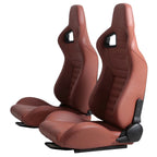 2-Piece Ergonomic PVC Racing Simulator Seats With Adjustable Double Slide Rails, Black/Brick Red - 313 lbs Per Seat