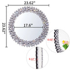 Round Crystal Accent Decorative Wall Mirror - 18/24/34 in